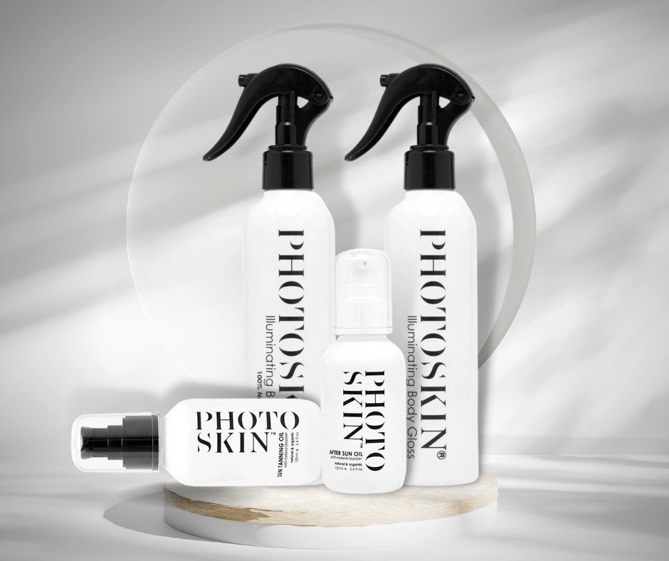 Illuminating Body Gloss, 1 bottle of our Fresh Peach Illuminating Body Gloss, 1 bottle of our 100ml Sun Tanning Oil & 1 bottle of our 100ml After Sun Oil